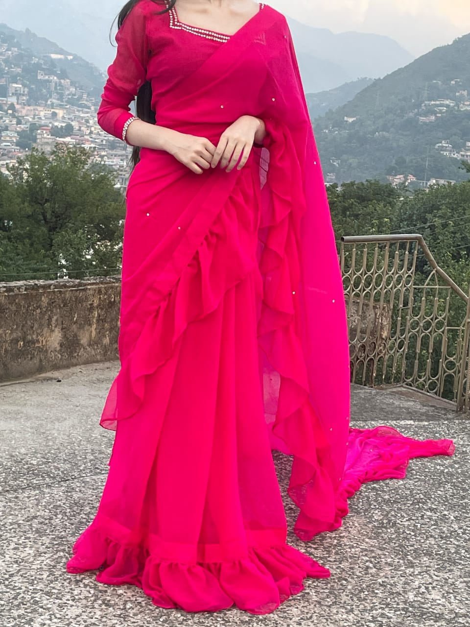Ruffle Border saree ππ«