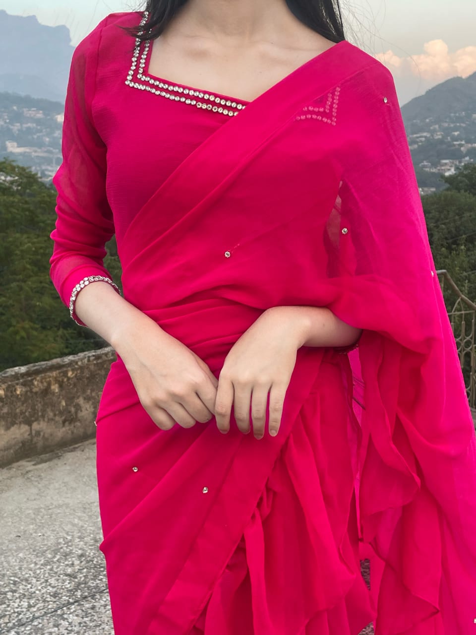 Ruffle Border saree ππ«