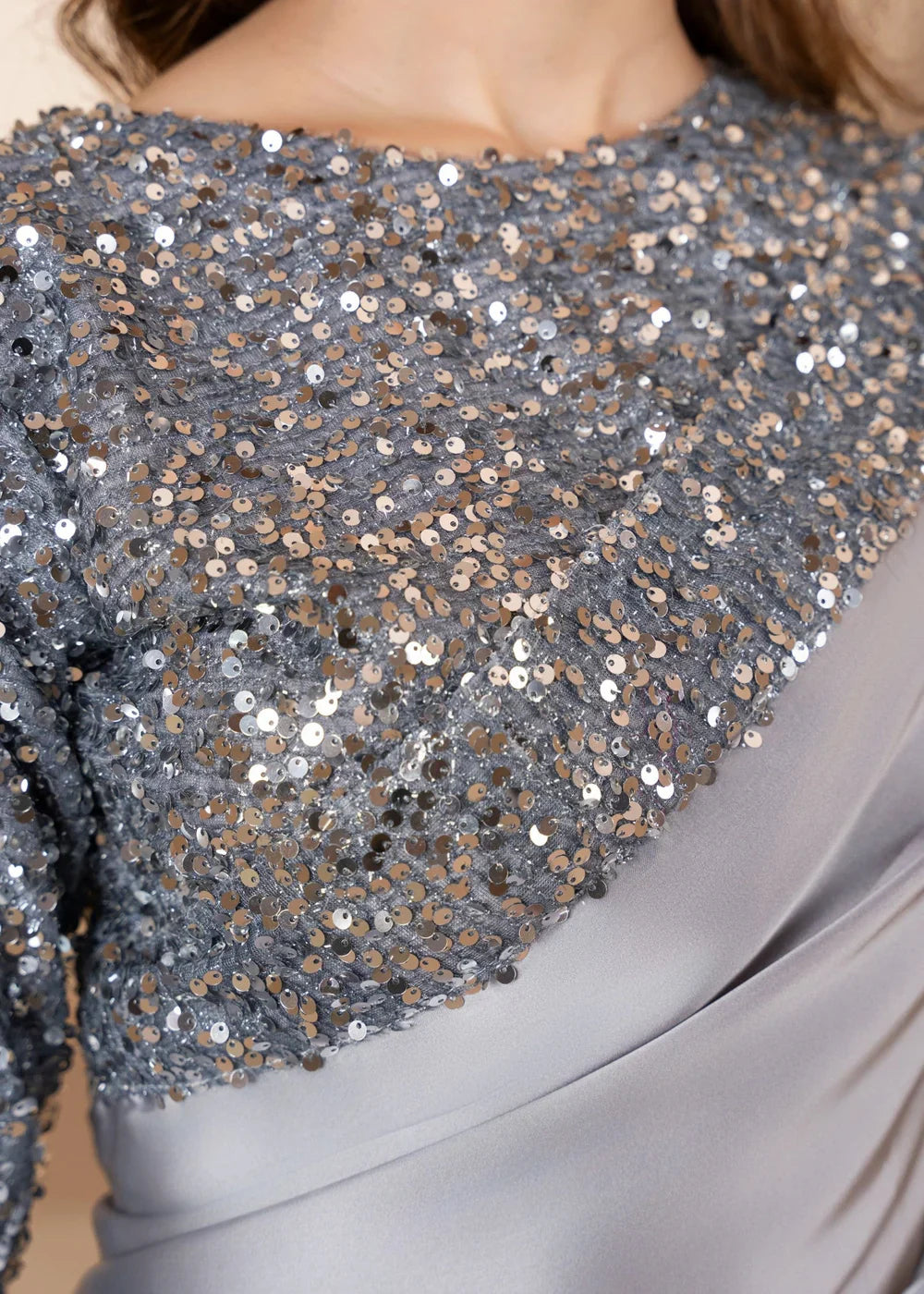 Wafa | Grey Silk Sequins Saree