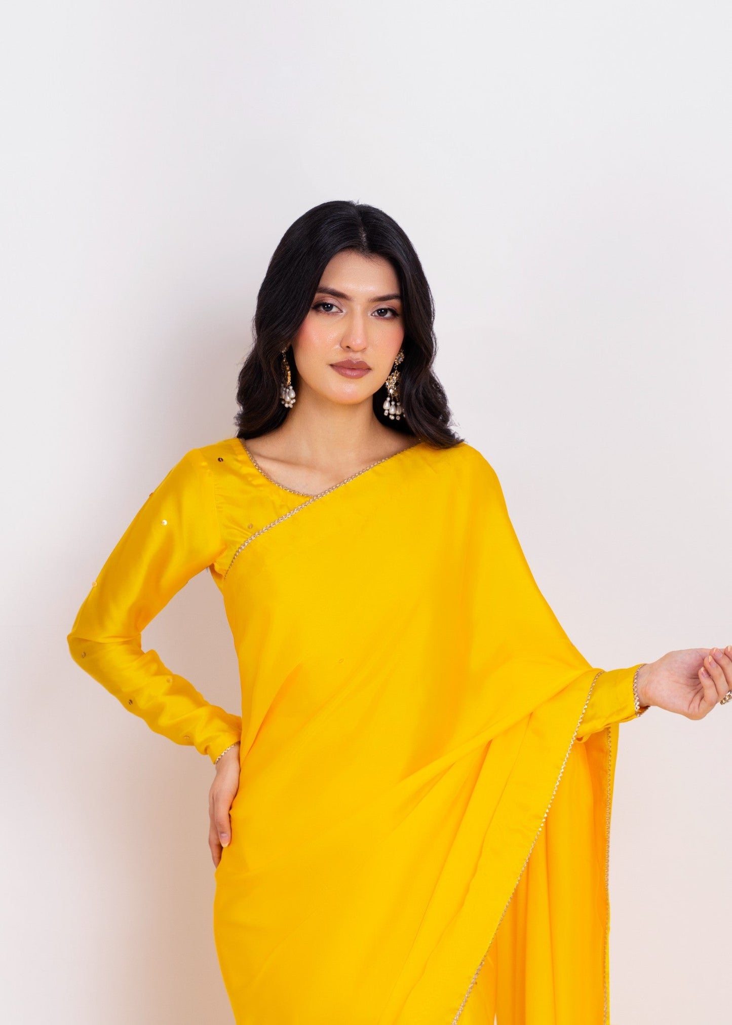 Vibrant Marigold Yellow Saree: Elegant, Flowing, Comfortable, Perfect for Celebrations