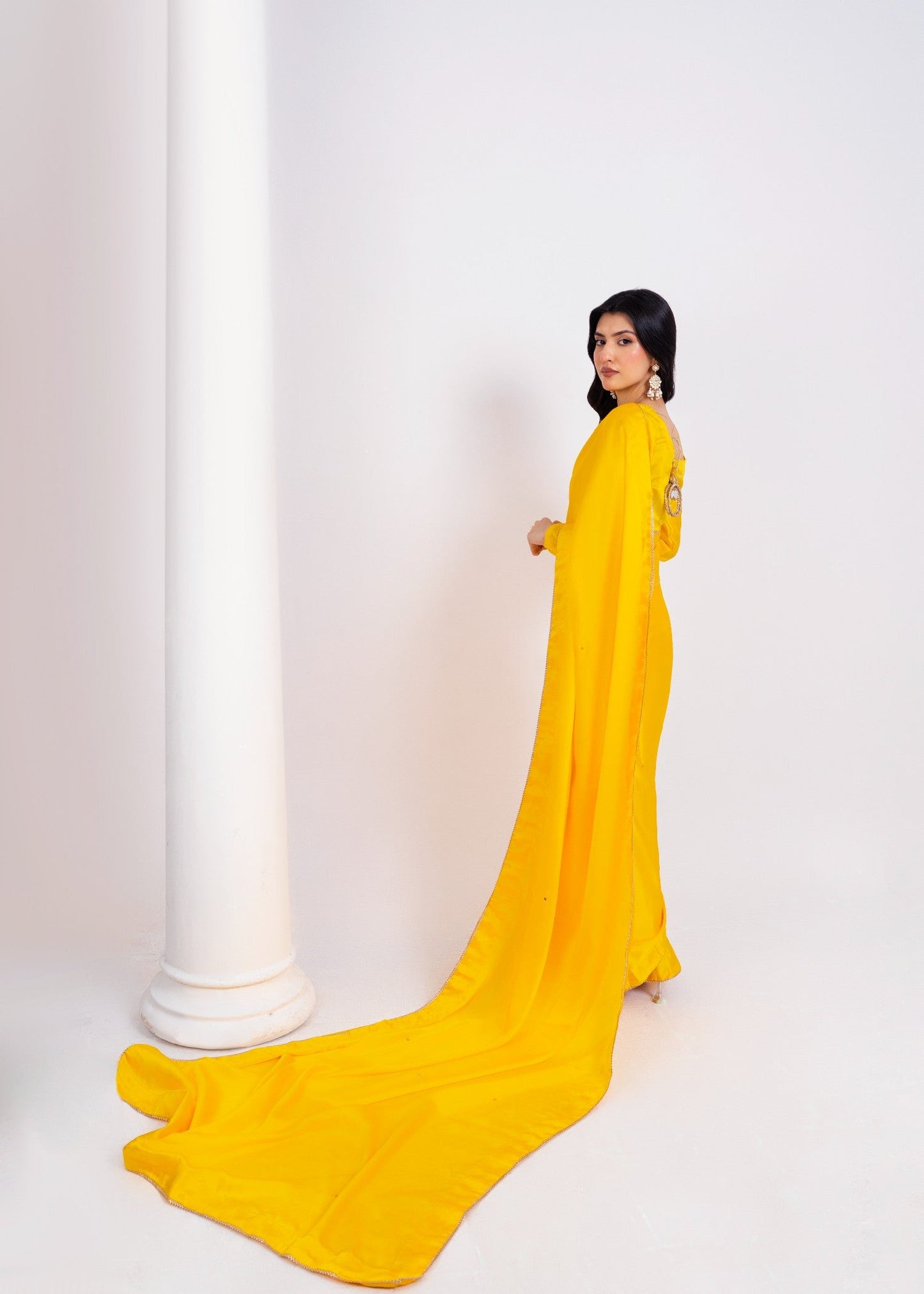 Vibrant Marigold Yellow Saree: Elegant, Flowing, Comfortable, Perfect for Celebrations