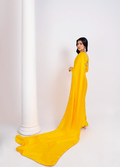 Vibrant Marigold Yellow Saree: Elegant, Flowing, Comfortable, Perfect for Celebrations